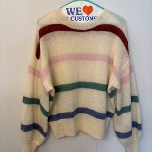 Anine Bing Cream Multicolor Striped Sweater